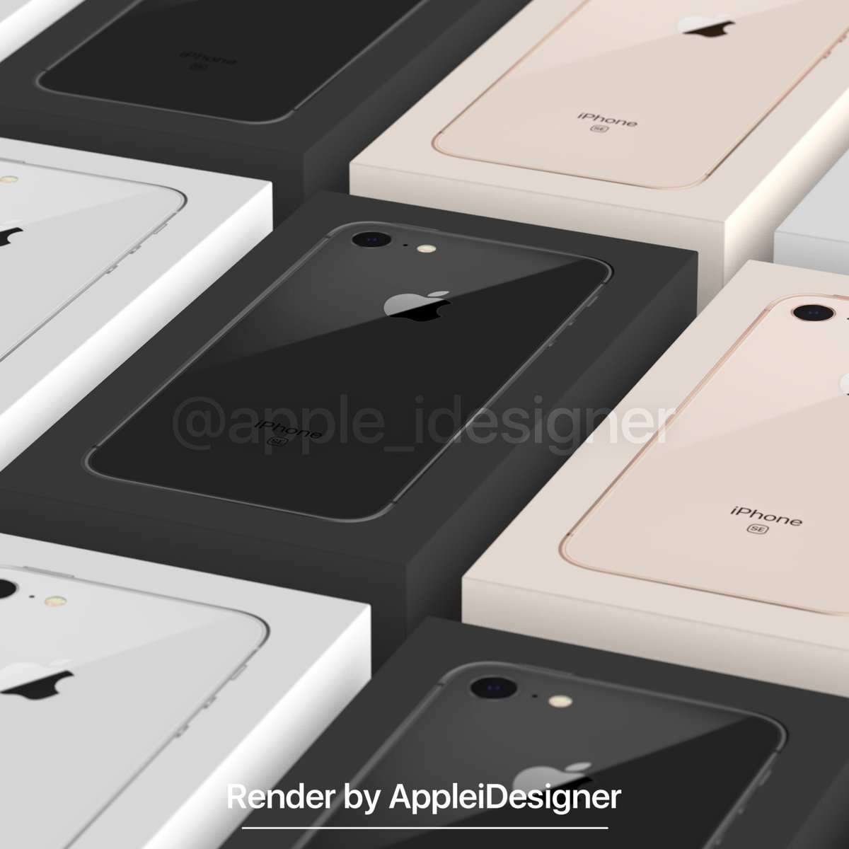 新たに、iPhone SE2 のパッケージデザインのレンダリング画像が