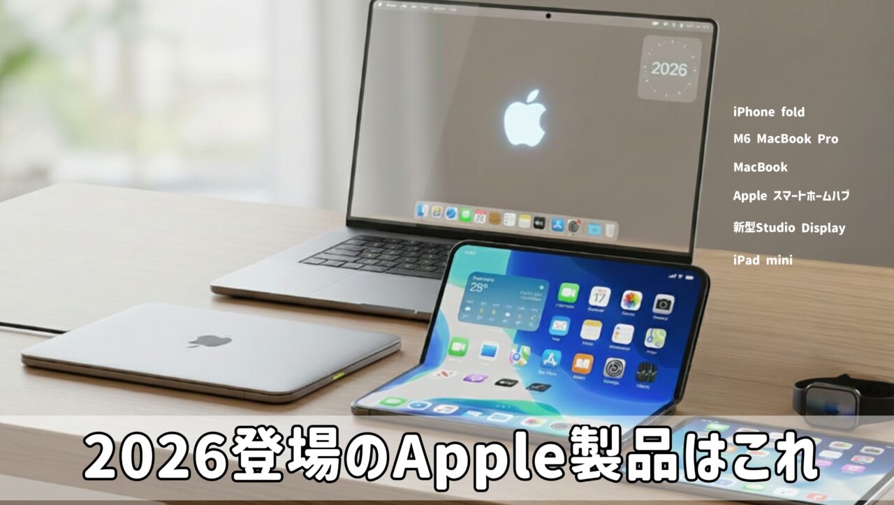 折りたたみiPhone。iPhone Foldなど、Apple 2026年に登場する革新デバイス