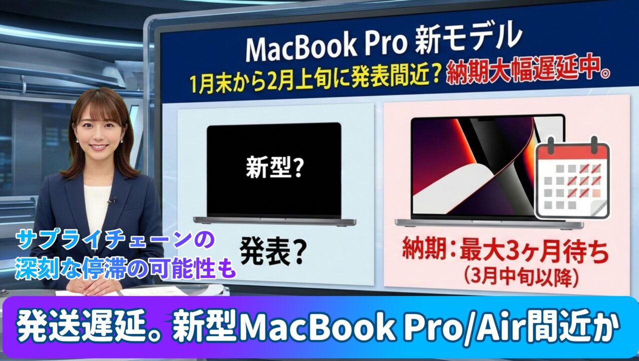 MacBook Pro新モデル 1月末から2月上旬に発表間近?現行モデル納期大幅遅延中