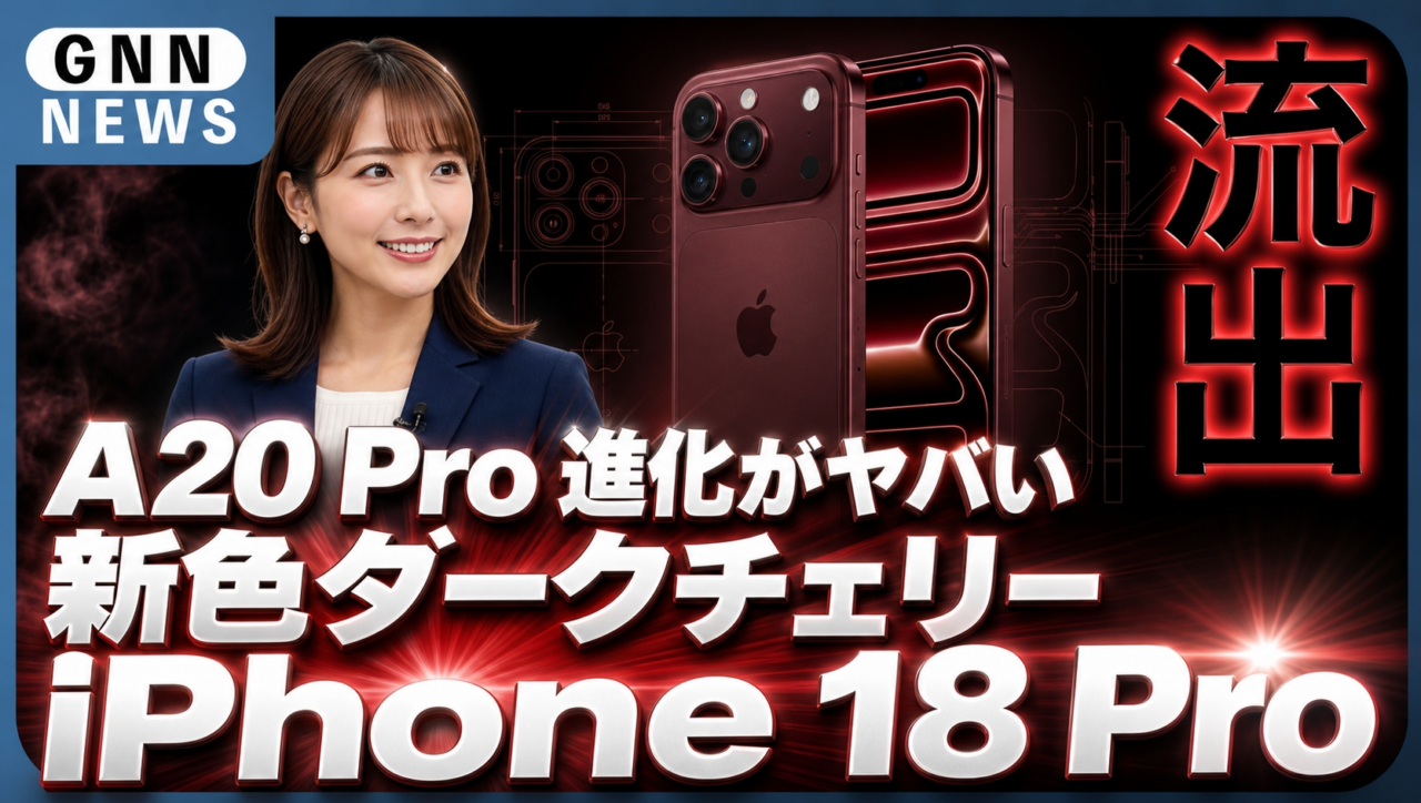 iPhone 18 Pro 機密情報流出｜新色ダークチェリー・A20 Pro・Dynamic Island縮小